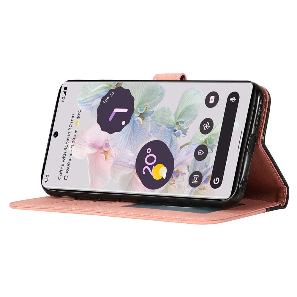For Google Pixel 7 Pro 5G Splicing PU Leather Wallet Case Stand Magnetic Flip Cover