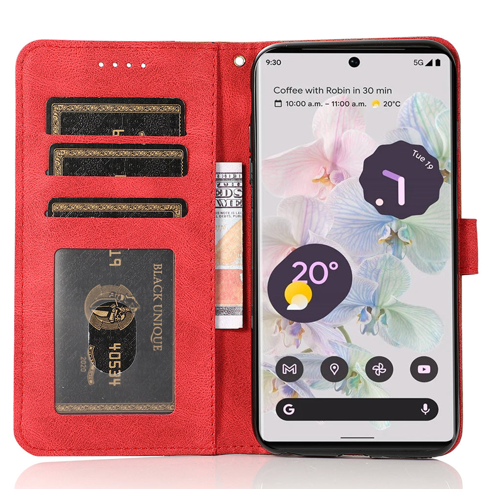 For Google Pixel 7 Pro 5G Splicing PU Leather Wallet Case Stand Magnetic Flip Cover