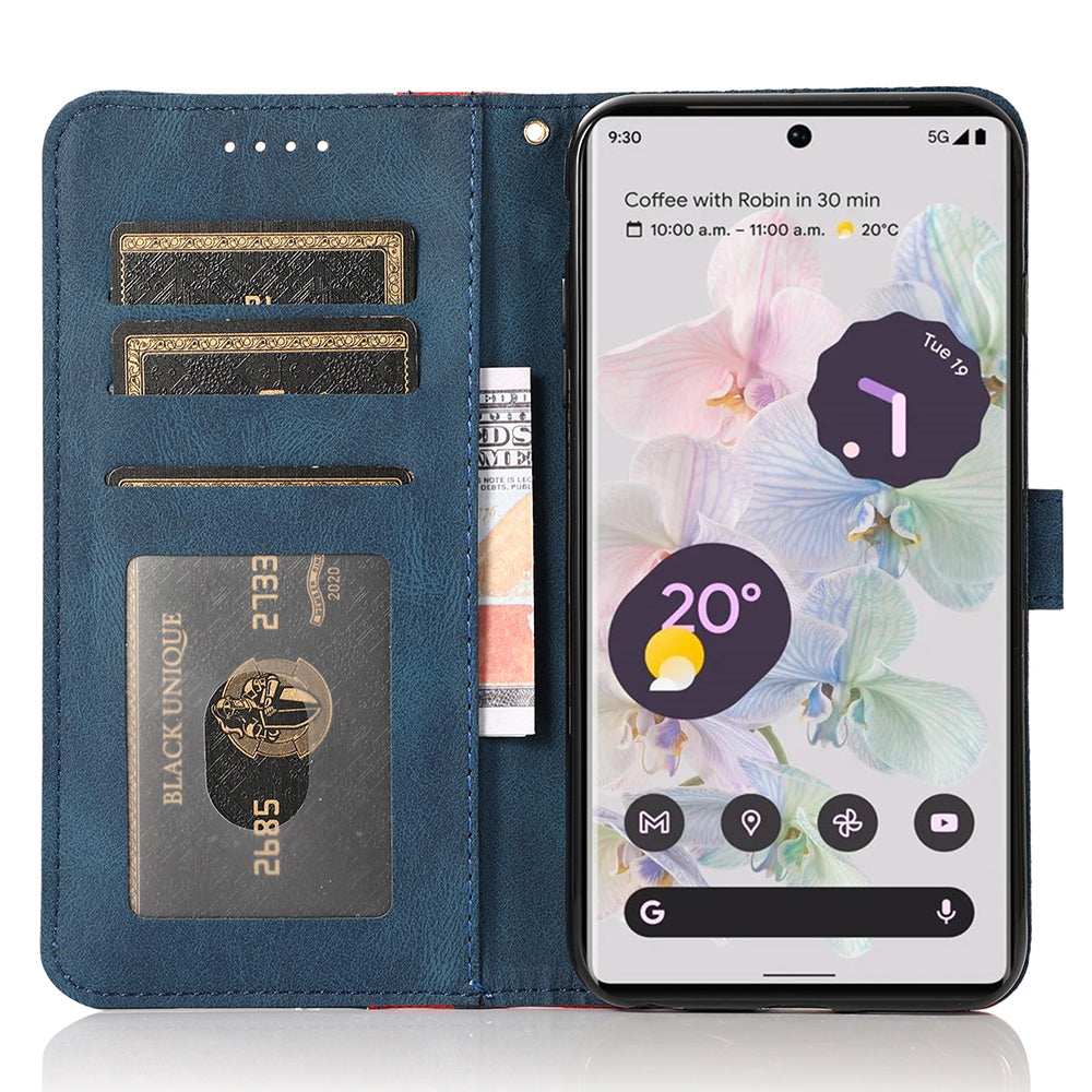 For Google Pixel 7a Splicing Wallet Phone Case Folio Flip PU Leather Stand Phone Cover