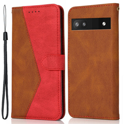 For Google Pixel 7a Splicing Wallet Phone Case Folio Flip PU Leather Stand Phone Cover