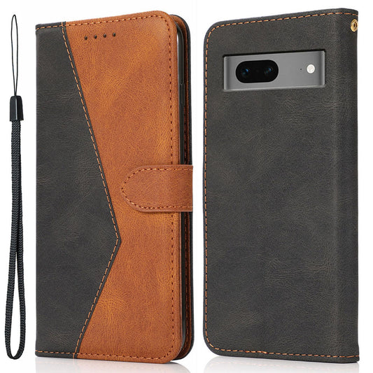 For Google Pixel 7 5G PU Leather Splicing Phone Case Wallet Stand Folio Cover