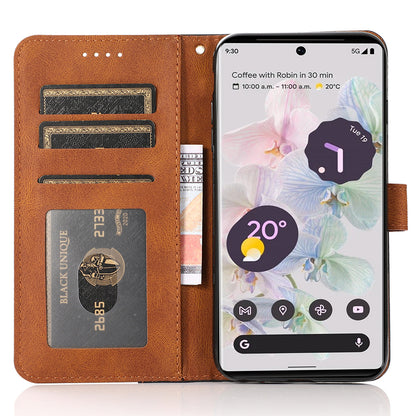 For Google Pixel 7 5G PU Leather Splicing Phone Case Wallet Stand Folio Cover