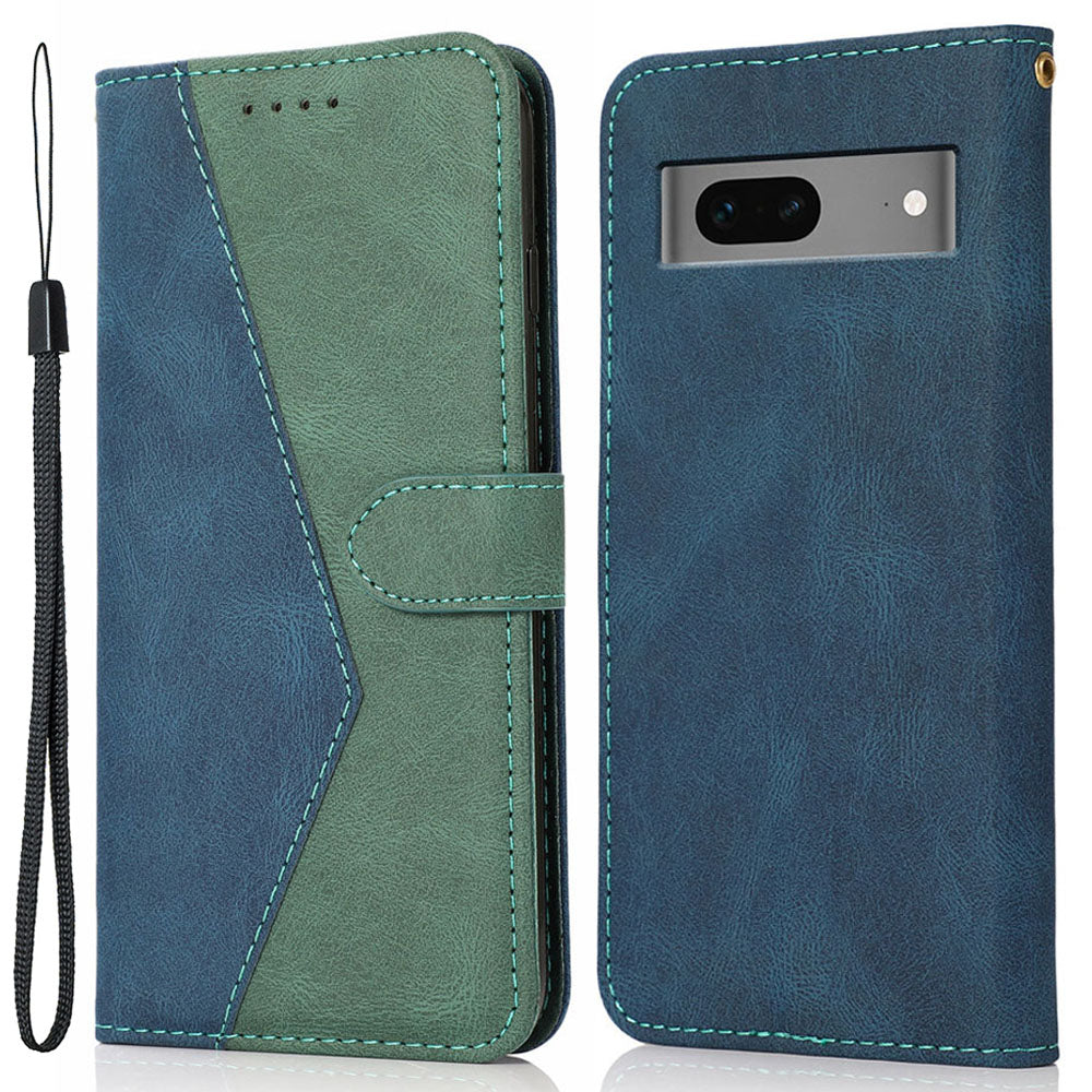 For Google Pixel 7 5G PU Leather Splicing Phone Case Wallet Stand Folio Cover