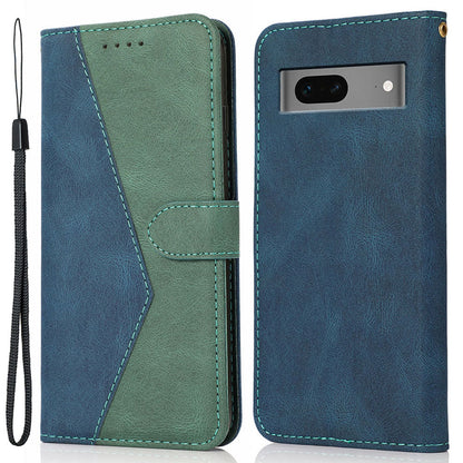For Google Pixel 7 5G PU Leather Splicing Phone Case Wallet Stand Folio Cover