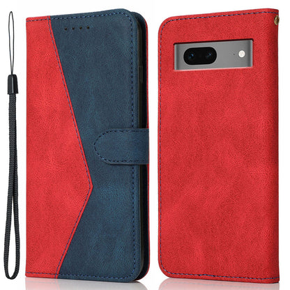 For Google Pixel 7 5G PU Leather Splicing Phone Case Wallet Stand Folio Cover