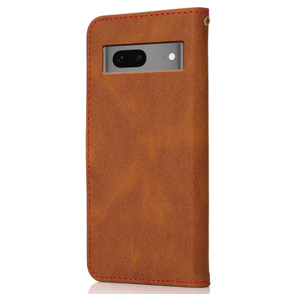 For Google Pixel 7 5G PU Leather Splicing Phone Case Wallet Stand Folio Cover
