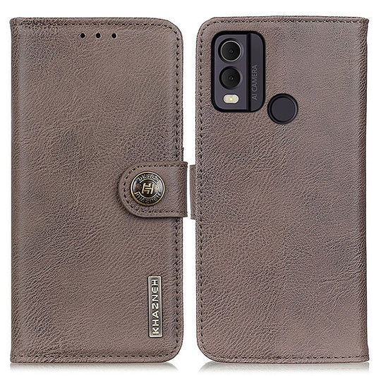 KHAZNEH for Nokia C22 PU Leather Cell Phone Wallet Stand Case Cowhide Texture Cover