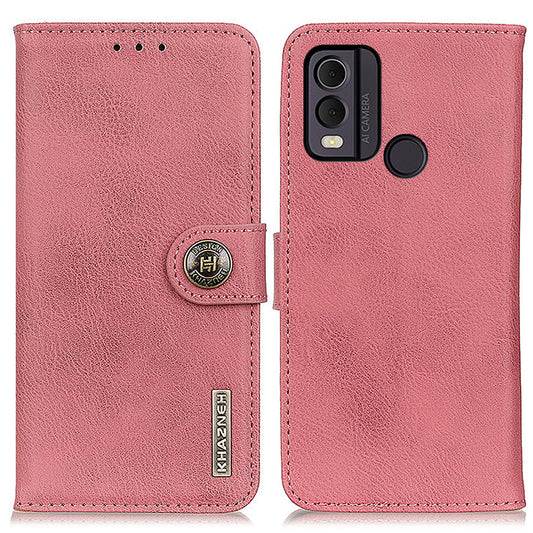 KHAZNEH for Nokia C22 PU Leather Cell Phone Wallet Stand Case Cowhide Texture Cover