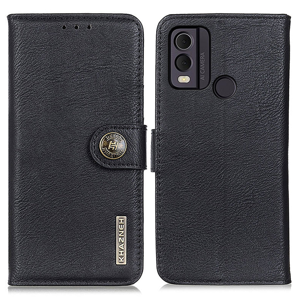 KHAZNEH for Nokia C22 PU Leather Cell Phone Wallet Stand Case Cowhide Texture Cover