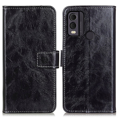 Phone Case for Nokia C22 , Retro Crazy Horse Texture PU Leather Stand Wallet Shockproof Cover