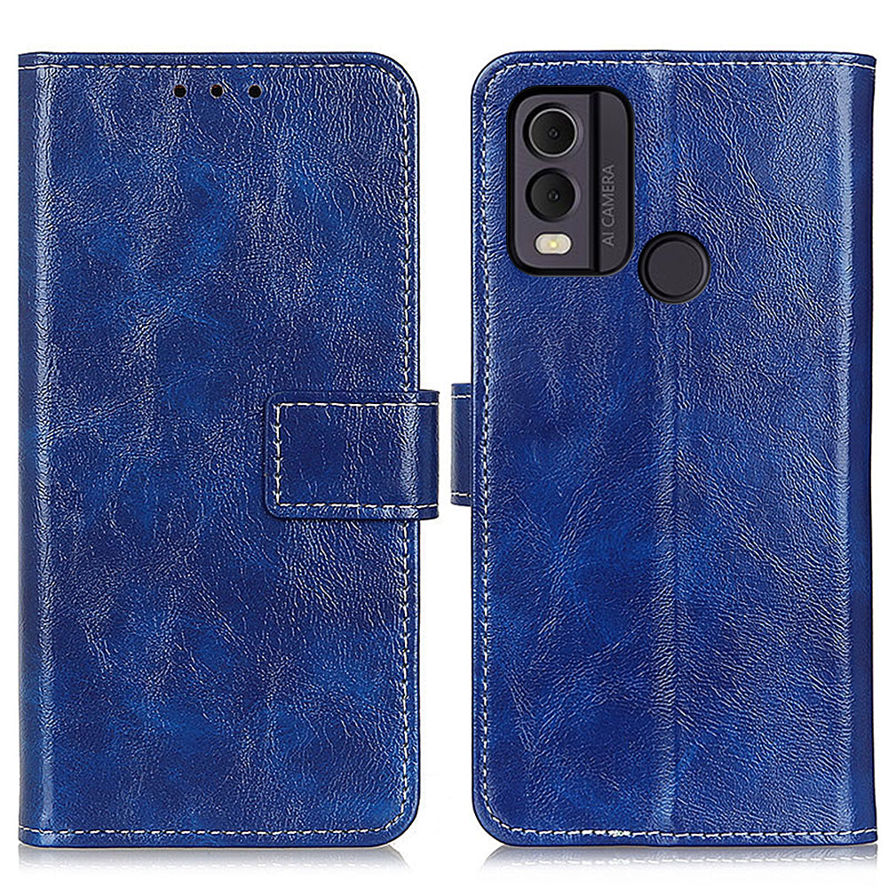 Phone Case for Nokia C22 , Retro Crazy Horse Texture PU Leather Stand Wallet Shockproof Cover
