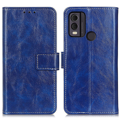 Phone Case for Nokia C22 , Retro Crazy Horse Texture PU Leather Stand Wallet Shockproof Cover