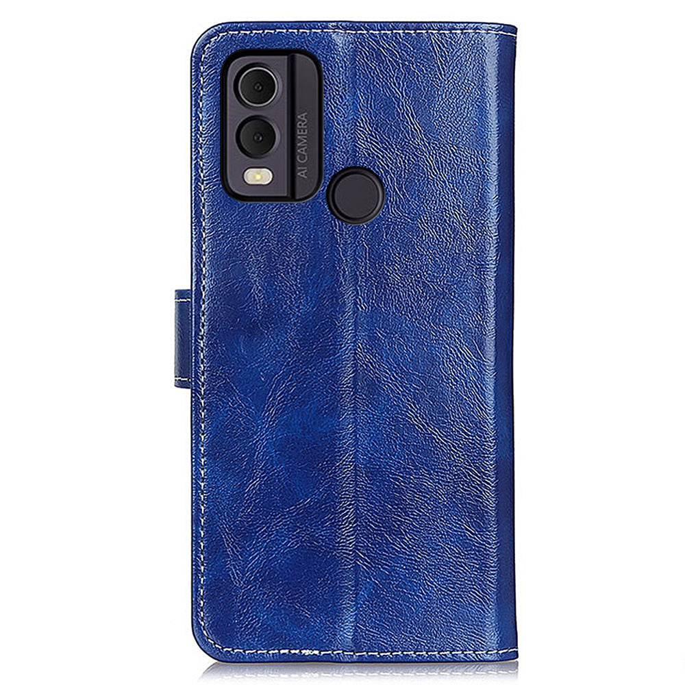 Phone Case for Nokia C22 , Retro Crazy Horse Texture PU Leather Stand Wallet Shockproof Cover