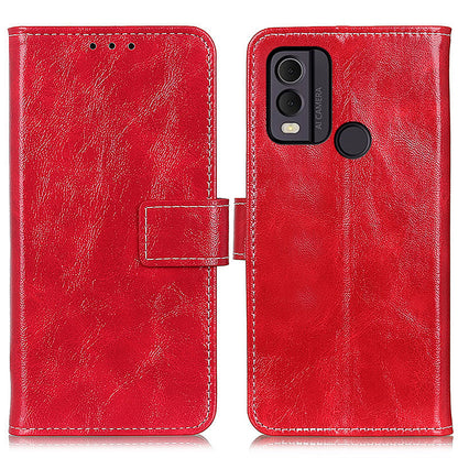 Phone Case for Nokia C22 , Retro Crazy Horse Texture PU Leather Stand Wallet Shockproof Cover
