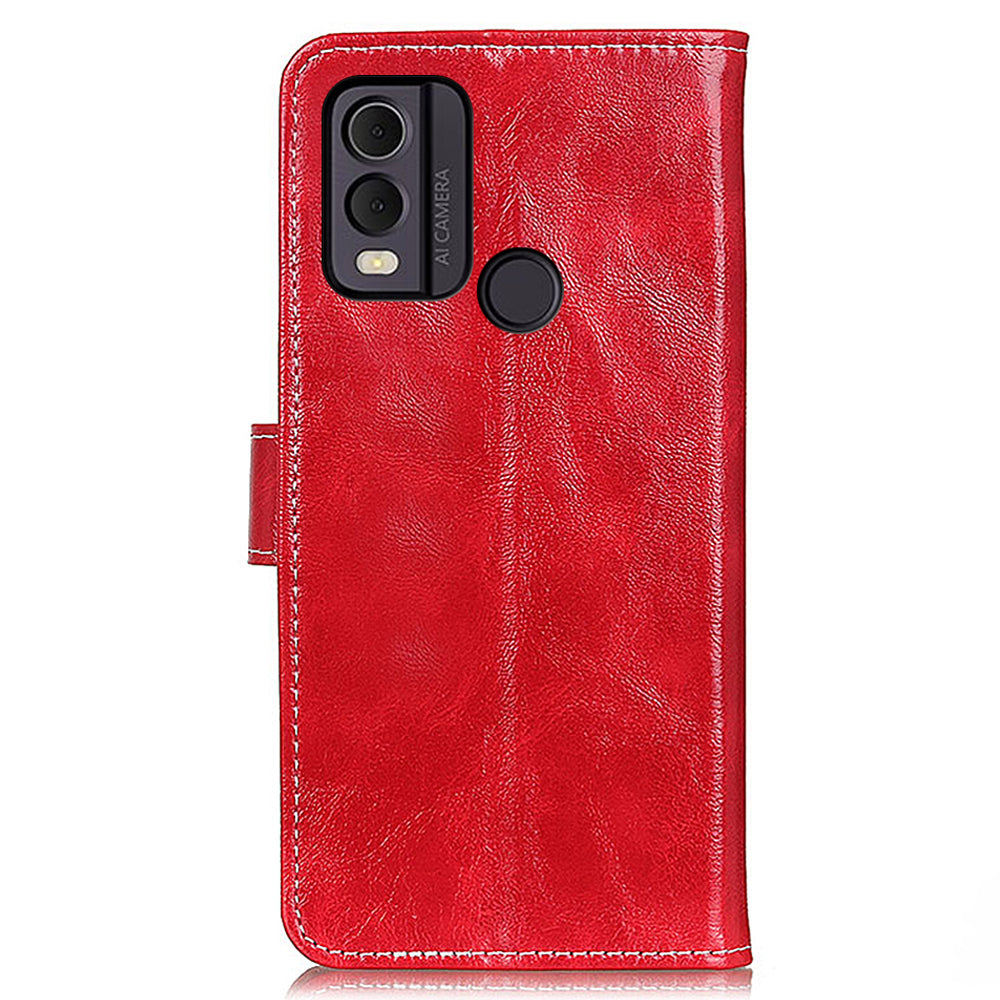 Phone Case for Nokia C22 , Retro Crazy Horse Texture PU Leather Stand Wallet Shockproof Cover