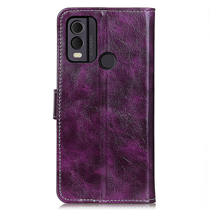 Phone Case for Nokia C22 , Retro Crazy Horse Texture PU Leather Stand Wallet Shockproof Cover