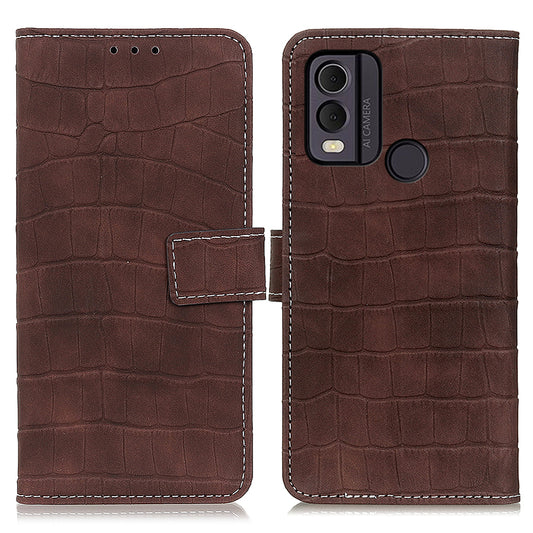 PU Leather Cover for Nokia C22 Wallet Phone Case Crocodile Texture Stand Flip Phone Cover