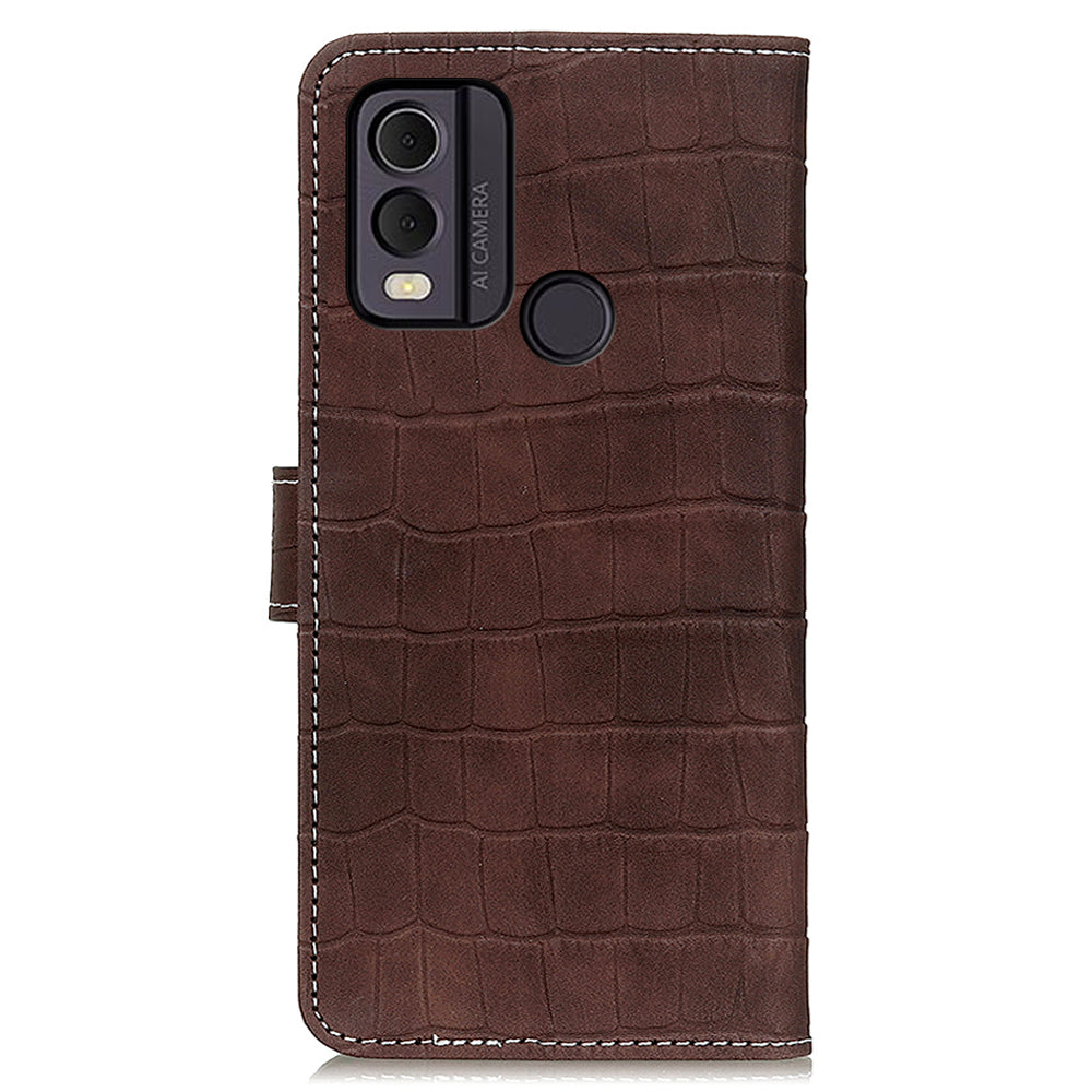PU Leather Cover for Nokia C22 Wallet Phone Case Crocodile Texture Stand Flip Phone Cover