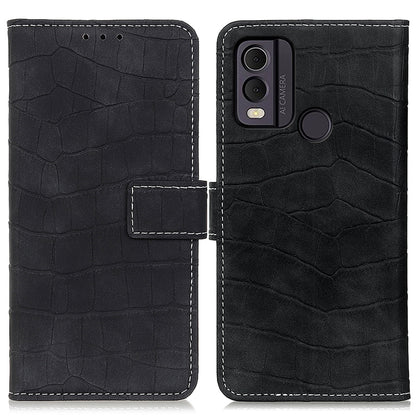 PU Leather Cover for Nokia C22 Wallet Phone Case Crocodile Texture Stand Flip Phone Cover