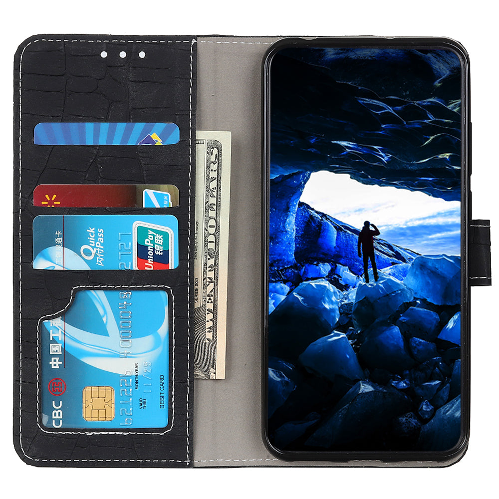 PU Leather Cover for Nokia C22 Wallet Phone Case Crocodile Texture Stand Flip Phone Cover