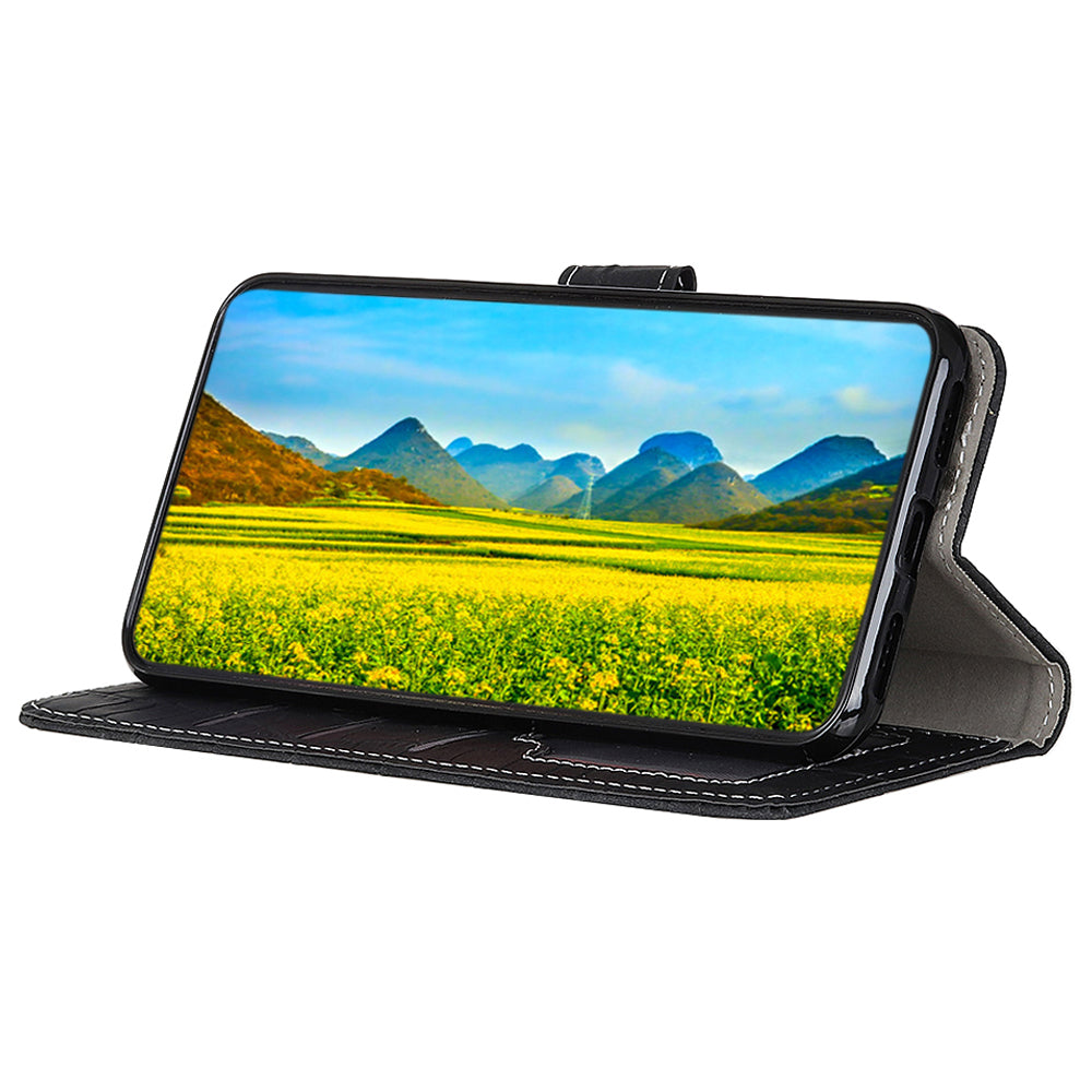 PU Leather Cover for Nokia C22 Wallet Phone Case Crocodile Texture Stand Flip Phone Cover