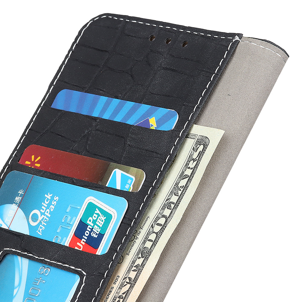 PU Leather Cover for Nokia C22 Wallet Phone Case Crocodile Texture Stand Flip Phone Cover