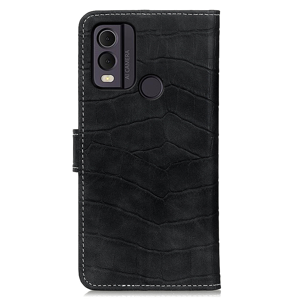 PU Leather Cover for Nokia C22 Wallet Phone Case Crocodile Texture Stand Flip Phone Cover