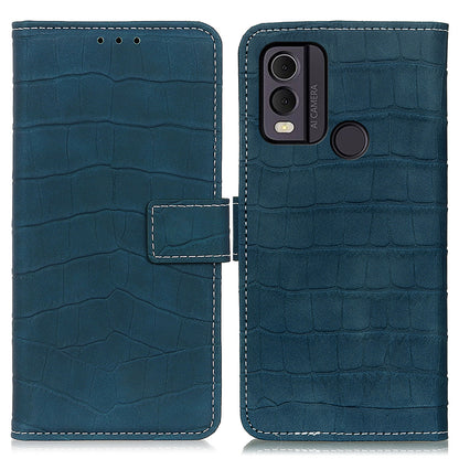 PU Leather Cover for Nokia C22 Wallet Phone Case Crocodile Texture Stand Flip Phone Cover