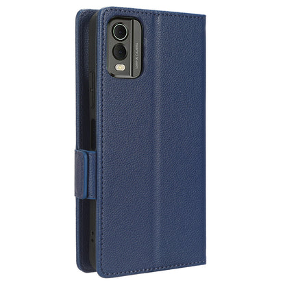 For Nokia C32 PU Leather Wallet Case Litchi Texture Stand Phone Cover with Strap