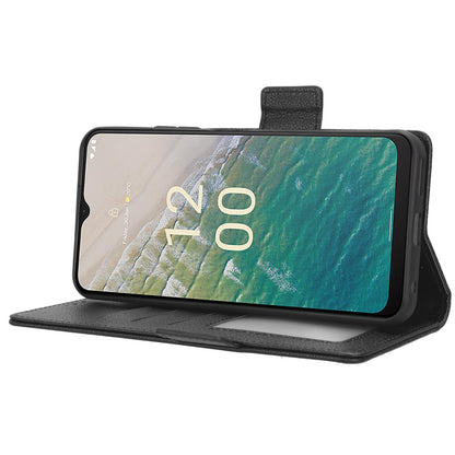 For Nokia C32 PU Leather Wallet Case Litchi Texture Stand Phone Cover with Strap