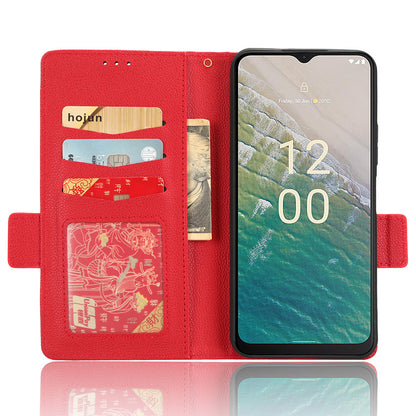 For Nokia C32 PU Leather Wallet Case Litchi Texture Stand Phone Cover with Strap