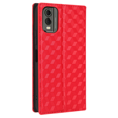 PU Leather Case for Nokia C32 Rhombus Imprint Flip Stand Wallet Phone Cover