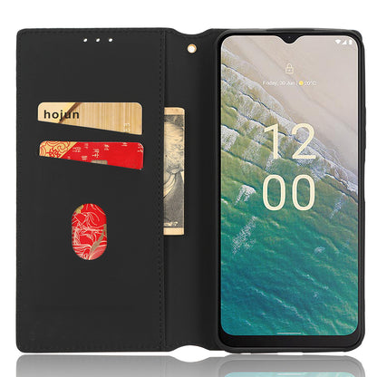 PU Leather Case for Nokia C32 Rhombus Imprint Flip Stand Wallet Phone Cover