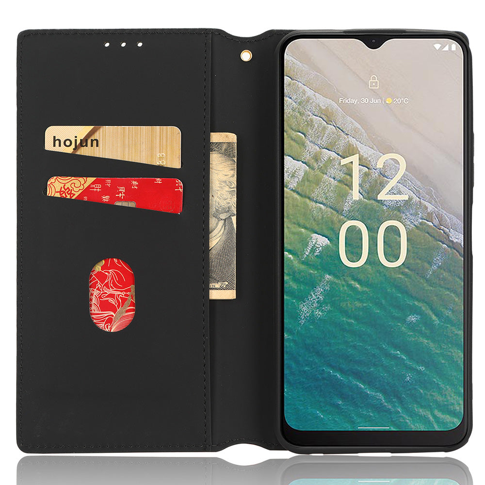 PU Leather Case for Nokia C32 Rhombus Imprint Flip Stand Wallet Phone Cover