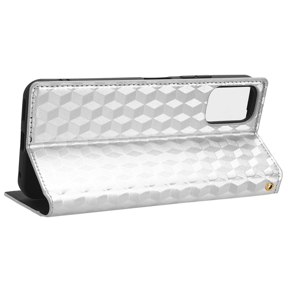 PU Leather Case for Nokia C32 Rhombus Imprint Flip Stand Wallet Phone Cover