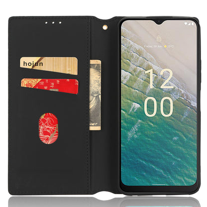 PU Leather Case for Nokia C32 Rhombus Imprint Flip Stand Wallet Phone Cover