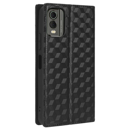PU Leather Case for Nokia C32 Rhombus Imprint Flip Stand Wallet Phone Cover