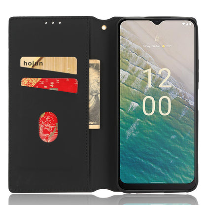 PU Leather Case for Nokia C32 Rhombus Imprint Flip Stand Wallet Phone Cover