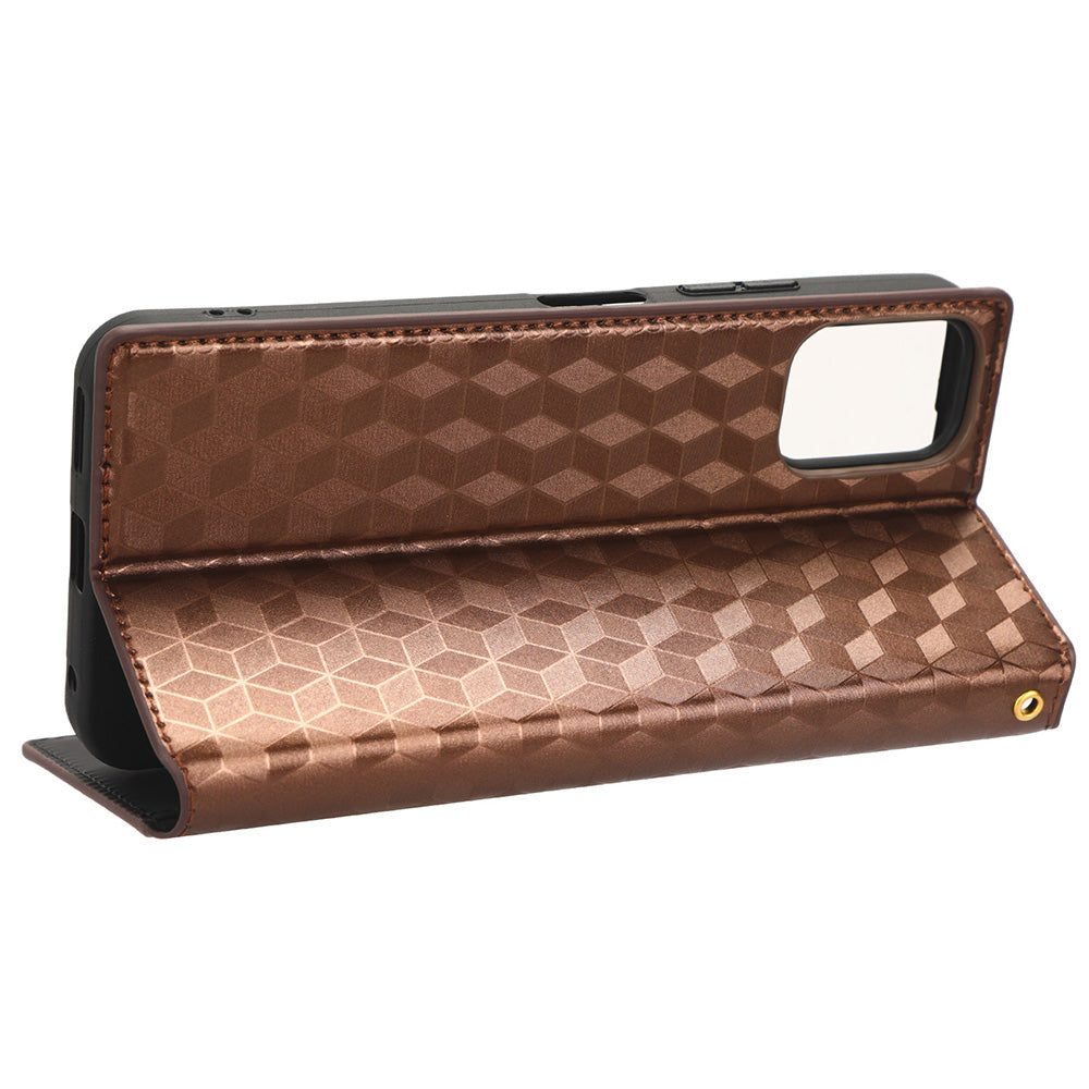 PU Leather Case for Nokia C32 Rhombus Imprint Flip Stand Wallet Phone Cover