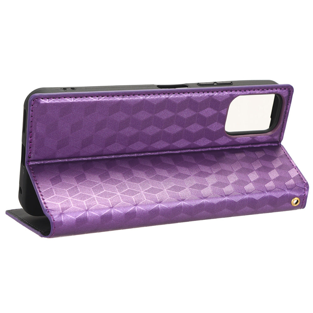 PU Leather Case for Nokia C32 Rhombus Imprint Flip Stand Wallet Phone Cover