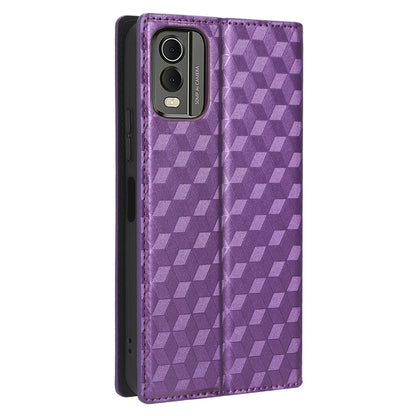 PU Leather Case for Nokia C32 Rhombus Imprint Flip Stand Wallet Phone Cover