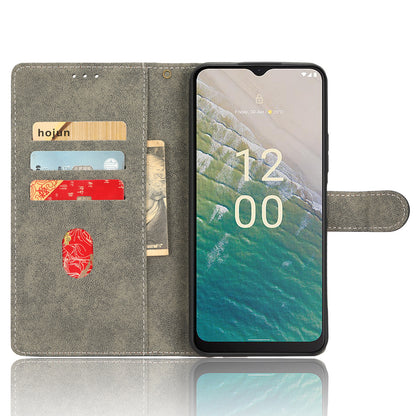 For Nokia C32 PU Leather Stand Phone Case RFID Blocking Wallet Cover with Strap