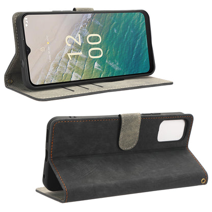 For Nokia C32 PU Leather Stand Phone Case RFID Blocking Wallet Cover with Strap