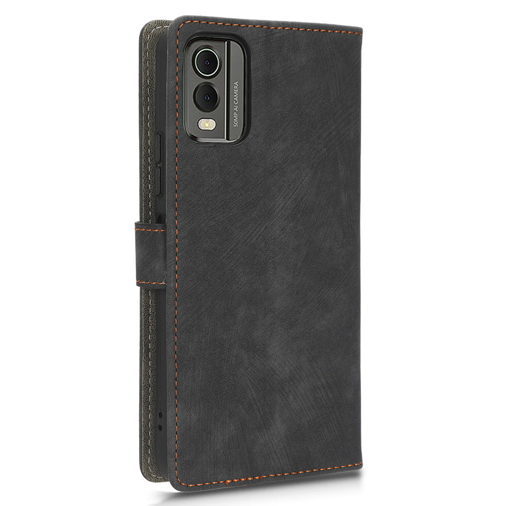 For Nokia C32 PU Leather Stand Phone Case RFID Blocking Wallet Cover with Strap