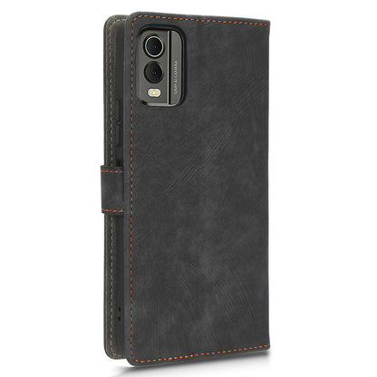 For Nokia C32 PU Leather Stand Phone Case RFID Blocking Wallet Cover with Strap