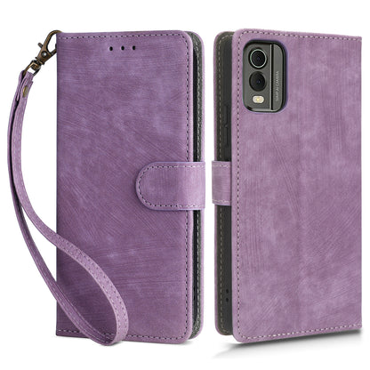 For Nokia C32 PU Leather Stand Phone Case RFID Blocking Wallet Cover with Strap