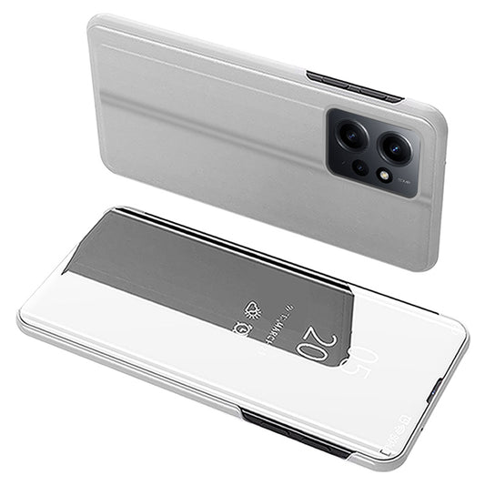 Leather Case for Xiaomi Redmi Note 12 4G Stand Shell View Window Mirror Electroplating Phone Cover