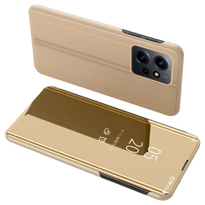Leather Case for Xiaomi Redmi Note 12 4G Stand Shell View Window Mirror Electroplating Phone Cover