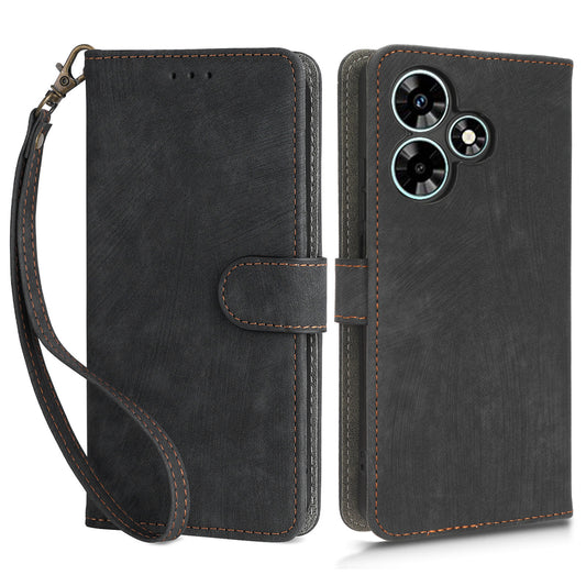 For Infinix Hot 30i X669 / Hot 30i NFC Drop-proof Stand Cover RFID Blocking Wallet Leather Case with Strap