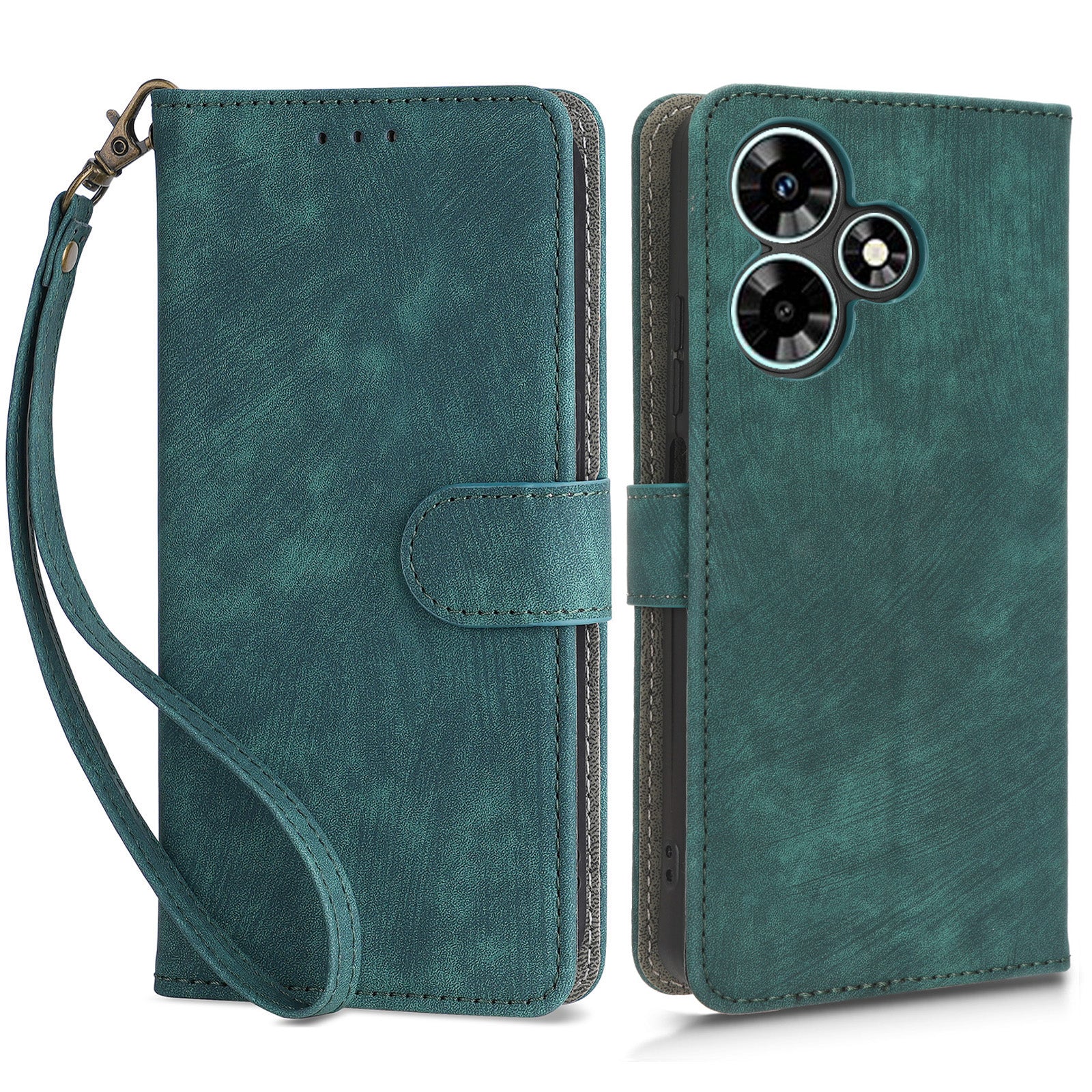 For Infinix Hot 30i X669 / Hot 30i NFC Drop-proof Stand Cover RFID Blocking Wallet Leather Case with Strap
